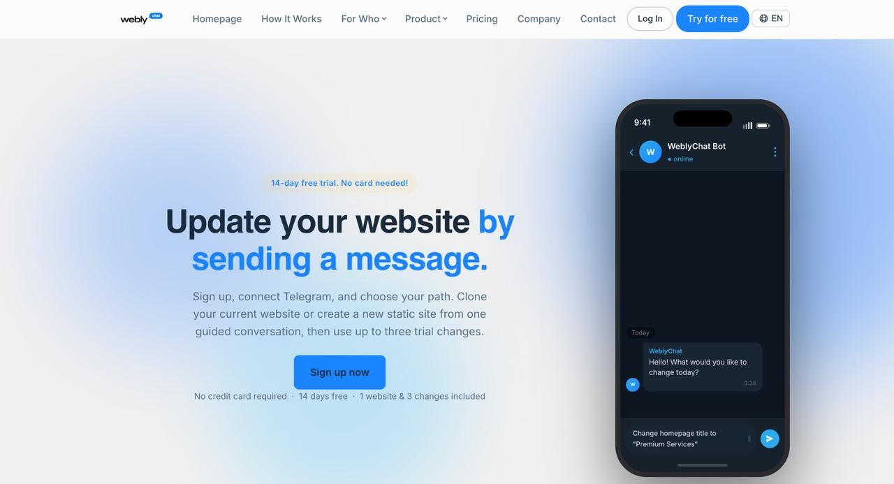 WeblyChat website screenshot