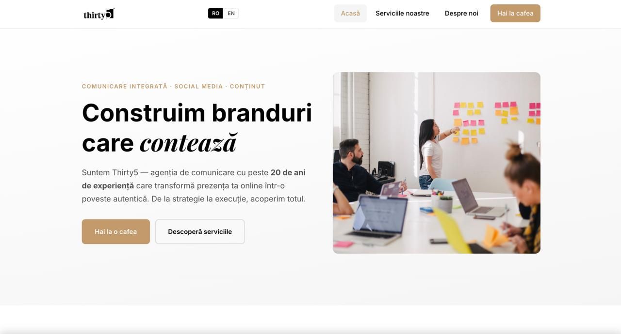 Thirty5 website screenshot